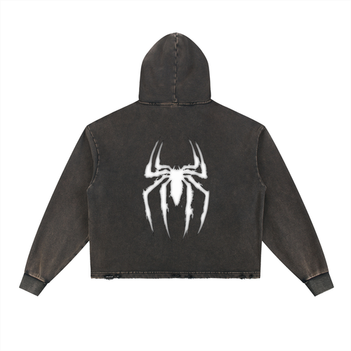 Vintage Washed Frayed-Hem Hoodie