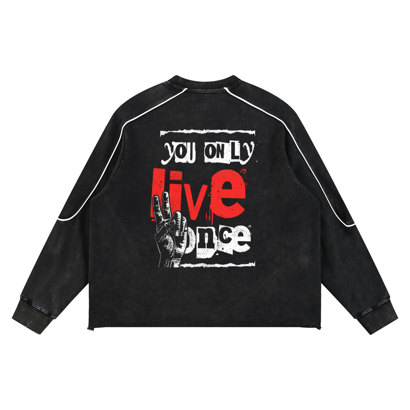 Mineral Wash Piping Raw Hem Sweatshirt